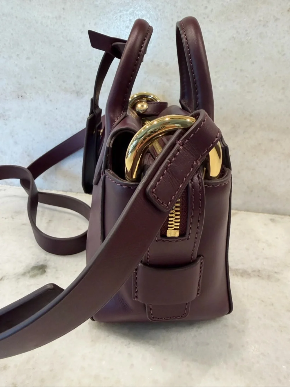 J. Crew Burgundy Leather Top-Handle Satchel with Detachable Strap